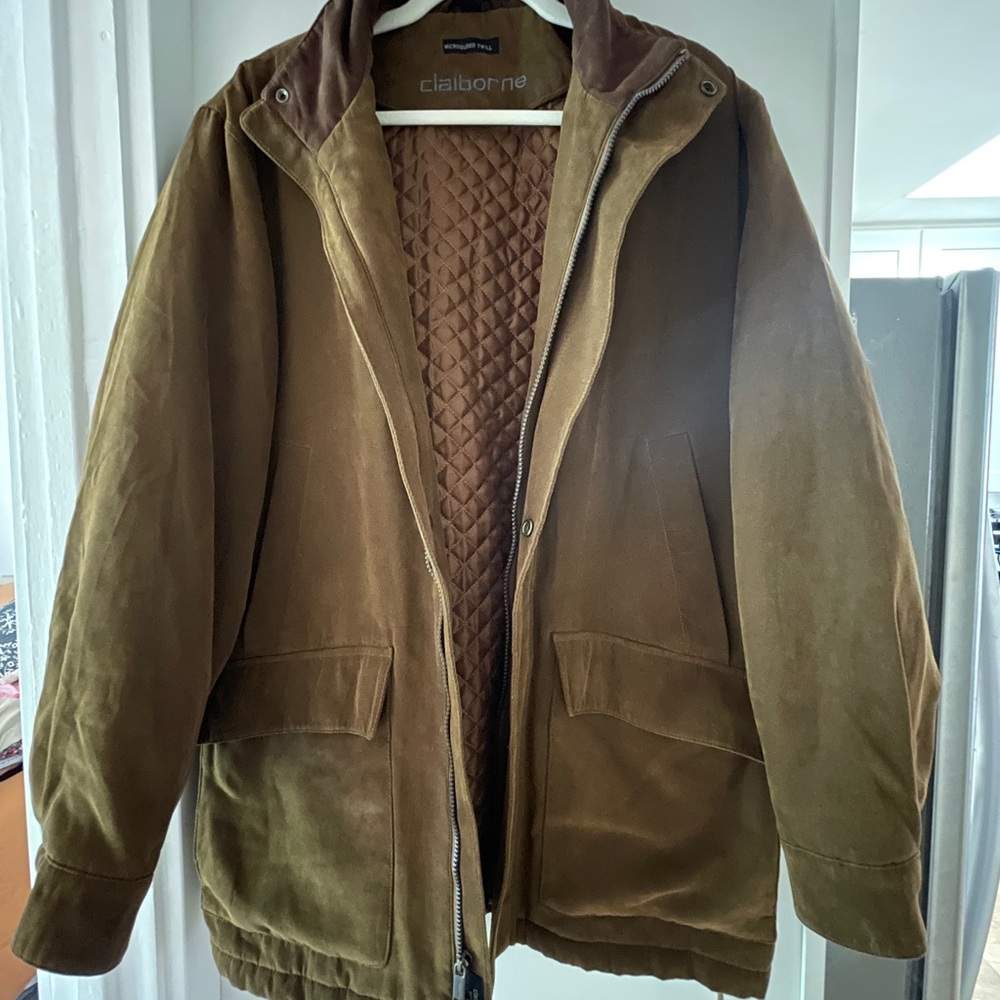 Claiborne Brown Military Field Jacket Durable Canvas